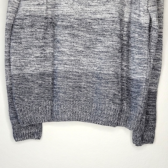 REBECCA MINKOFF Cold Shoulder Gray Ombre Color Block V-neck Knit Sweater size L - Picture 7 of 11